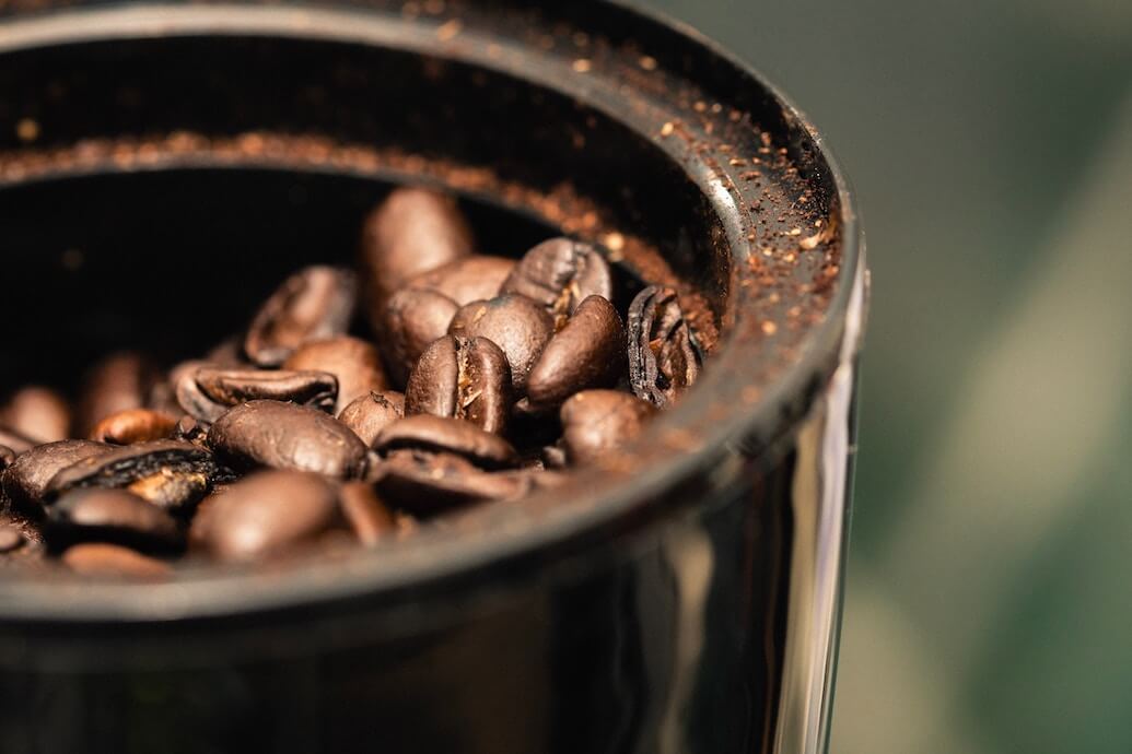 coffee beans in grinder